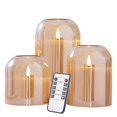 thumbnail image 1 of Velas sin llama Volnyus Gold Glass con control remoto LED de cera, 1 of 6