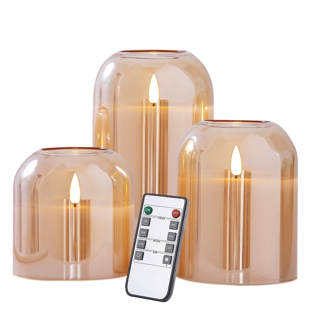 Velas sin llama Volnyus Gold Glass con control remoto LED de cera