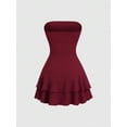 thumbnail image 2 of Y2K Style Ruched Textured Fabric Bandeau Mini Dress, 2 of 10
