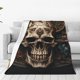 thumbnail image 1 of Balery Metal Style Horned Skull Manta de Felpa Suave y Acogedora – Cobija de Franela Aterciopelada para Cama, Lavable y Cálida para Sofá, Mascotas, Transpirable-80"x60", 1 of 7
