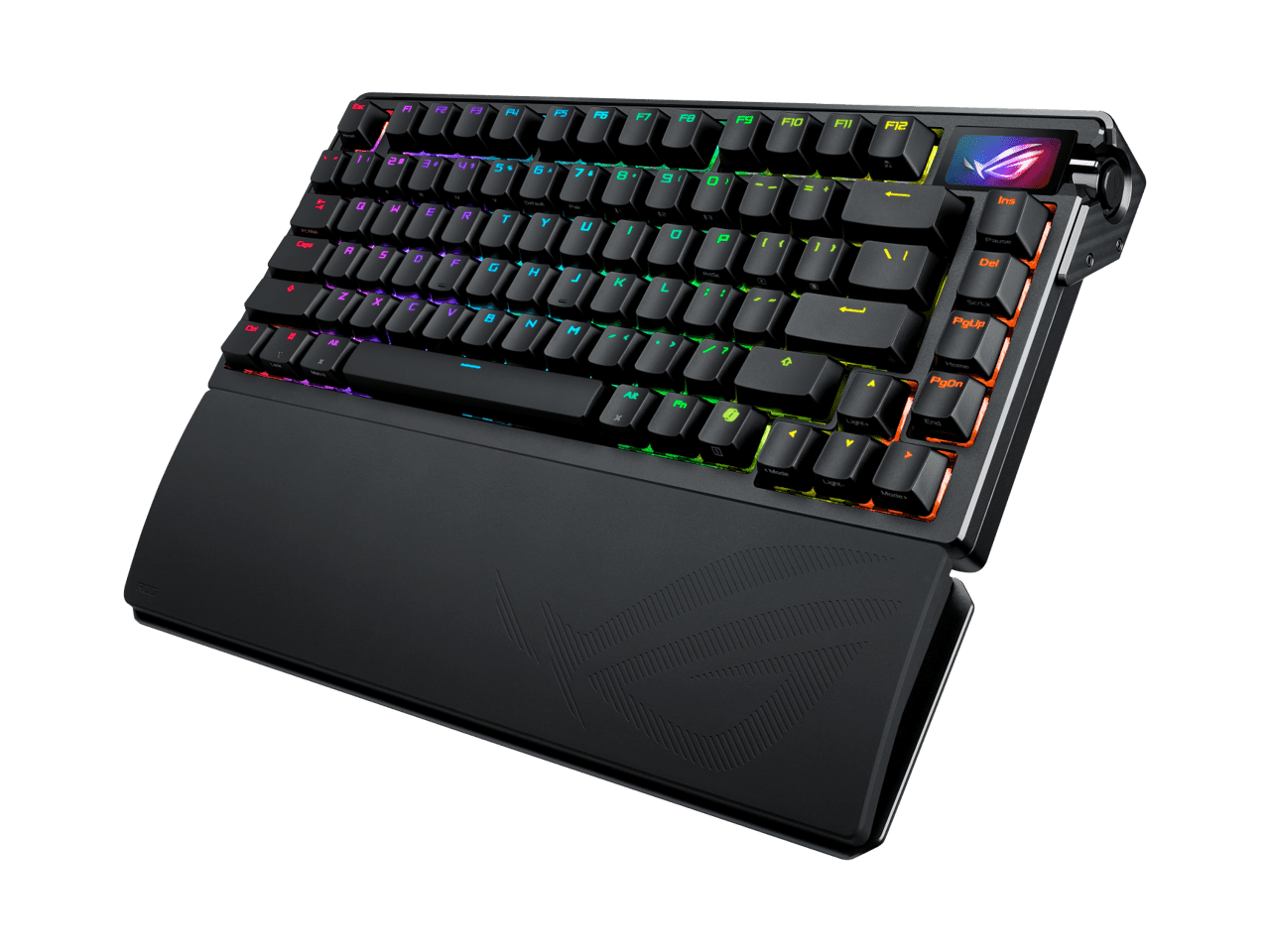 ASUS ROG Azoth Extreme 75 Custom Gaming Keyboard, Aluminum Chassis, Carbon Fiber Positioning Plate, Adjustable Gasket Mount, 3-Layer Dampening, Color OLED Touchscreen, ROG NX Snow Switches, PBT Keyca