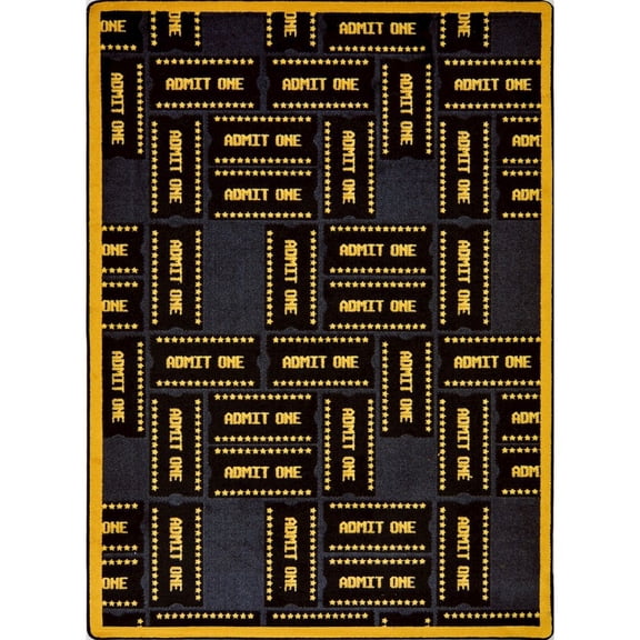 Joy Carpets Any Day Matinee Admit One 5'4" x 7'8" Area Rug in Color Black