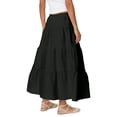 thumbnail image 7 of Maxi Skirts for Women Ruffle Pleated Tiered Smock High Waisted Drawstring Flowy Skirt Black L, 7 of 7