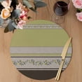 thumbnail image 3 of Sage Green Floral Round 13 Inch Placemats Set of 6, Modern Farmhouse Leaves Brown Striped HeatResistant Non Slip Place Mats for Dining Table, Wipeable Braided Kitchen Table Mats for Housewarming, 3 of 9