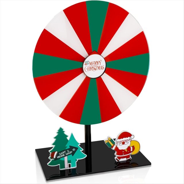 Roue de Prix de Noël, Roue Tournante Effaçable à Sec pour Prix avec Support, la Roue de Roulette de Table Tournante, 1 x Roue de Prix avec Support