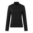 thumbnail image 3 of Women T Shirt High Neck Slim Fit Long Sleeve Polyester Spandex Home Shopping Wear, 3 of 4