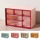 thumbnail image 1 of Caja de almacenamiento de plástico apilable con cajón | Organizador de escritorio para joyas y artículos pequeños | Múltiples compartimentos | Colores azul, rosa, café y naranja, 1 of 5
