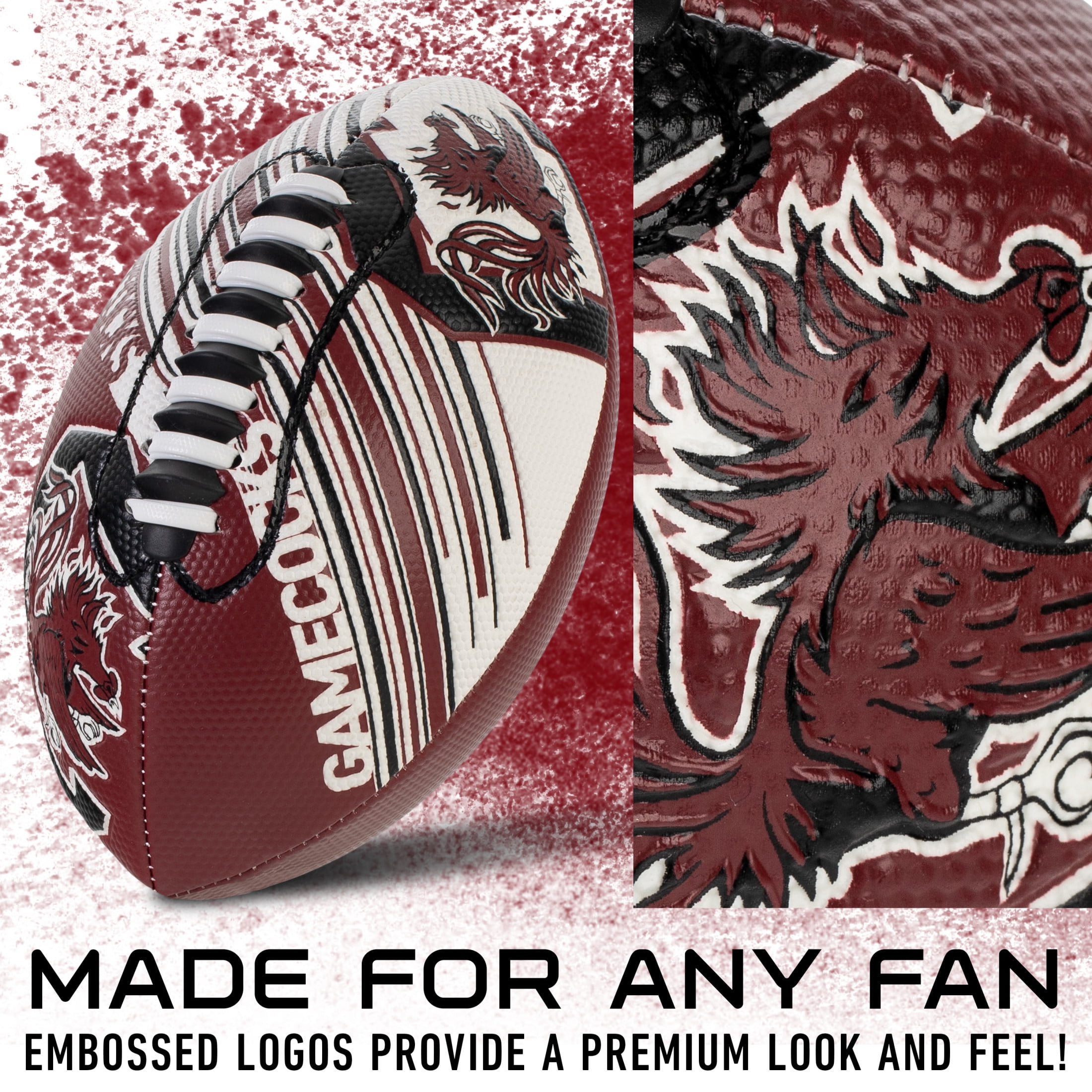 NCAA South Carolina Gamecocks Football - Youth Mini Football - 8.5" Football- SPACELACE Easy Grip Texture- Perfect for Kids !