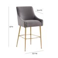 thumbnail image 3 of TOV Furniture Beatrix Dark Grey Velvet Bar Stool with Gold Legs, 3 of 6