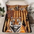 thumbnail image 2 of Castle Fairy Tiger Wildlife 3Pcs Twin Sheet Sets for Teens,Retro Vintage Twin Fitted Sheet,USA Flag Breathable Flat Sheet,Breathable Home Decor, 2 of 7