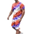 thumbnail image 2 of cllios 4th of July Outfit for Men 2 Piece Set Independence Day Mens Athletic Outfits Short Sleeve Shirts and Drawstring Shorts Set American Flag Matching Suits Independence Day Workout Tracksuits, 2 of 5