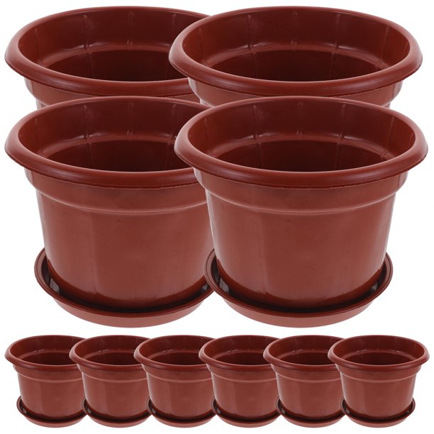 unbranded 10Ud Contenedores Plásticos Para Plantas Con Drenaje Ideales Para Almacenamiento Color Oscuro