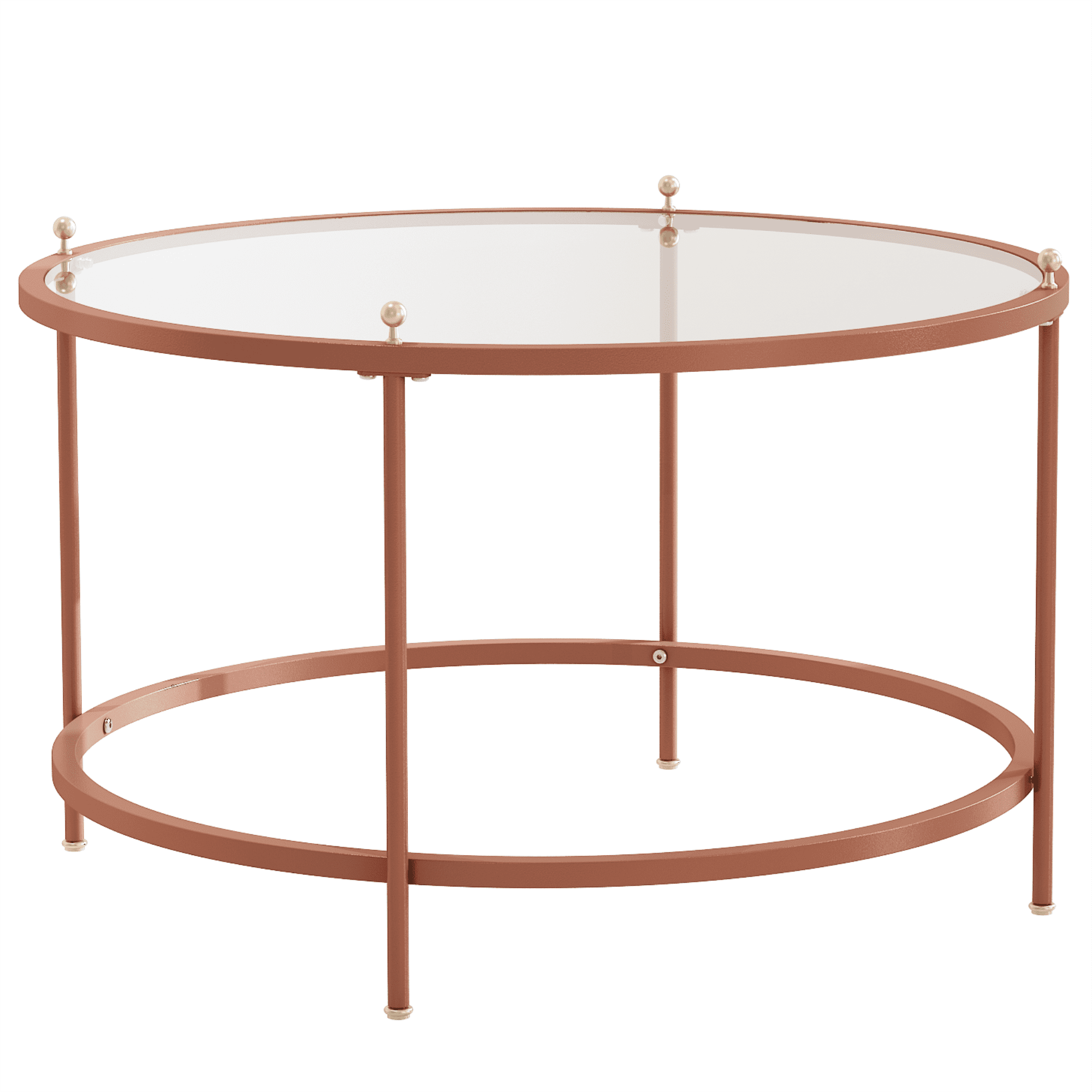 Yardi Yard Modern Tempered Glass Top Coffee Table, Clear Round Center Table Sofa Table with Metal Legs for Living Room Furniture Rose Gold Yardi Yard Modern Tempered Glass Top Coffee Table, Clear Round Center Table Sofa Table with Metal Legs for Living Room Furniture Rose Gold