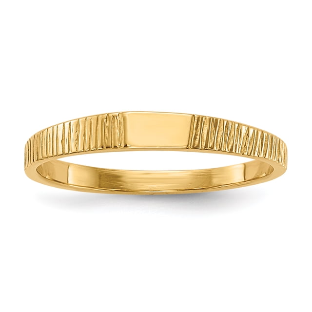 14k Yellow Gold Ridged Baby Ring Signet