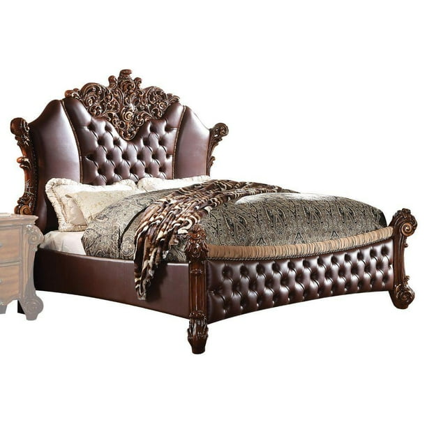 Luxury Pu Cherry Padded King Bed Vendome Ii 28017ek Acme Classic Traditional Com Luxury Pu Cherry Padded King Bed, Luxury King Bed Frame