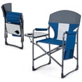 thumbnail image 1 of Gymax Folding Camping Chair Oversized Padded Portable Directors Chair w/ Side Table Navy & Gray, 1 of 7