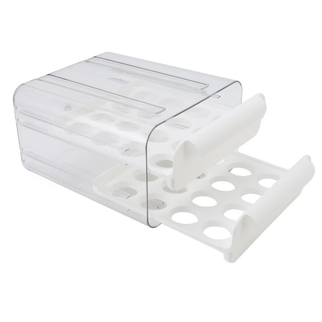Cajón para huevos de doble capa transparente de 32 rejillas, gran capacidad, para el frigorífico, color blanco