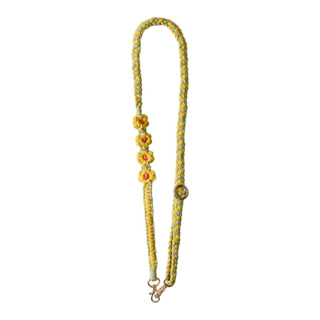Boho Macrame Crossbody Bag Strap Flower Daisy Woven Cord Cell Phone Lanyards for Yellow