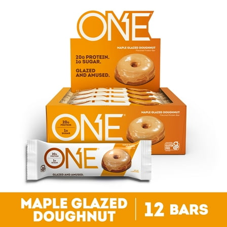 ONE Brands Protein Supplement Bar, Maple Glazed Doughnut, 20g Protein, 12 Count