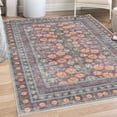 thumbnail image 1 of Folk Art Decorative Rug, Bohemian Themed Peachy Ethnic Flowers and Traditional Botanical Details, Quality Carpet for Bedroom Dorm and Living Room, 6 Sizes, Plum and Blue Grey, by Ambesonne, 1 of 4
