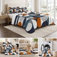 thumbnail image 6 of Full Quilt Set 78''x90'', Navy Blue Lightweight Bedspread Coverlet Set with 2 Pillow Shams, Middle Century Modern Geometric Abstract Art Breathable All Season Quilt Bedding for Bedroom/Guest Room, 6 of 9