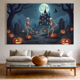 thumbnail image 4 of Spooky Scene Halloween Banner Gothic Theme Pumpkin Lantern Skeleton Design Cemetery Setting for Halloween Party Event Decor, 4 of 5