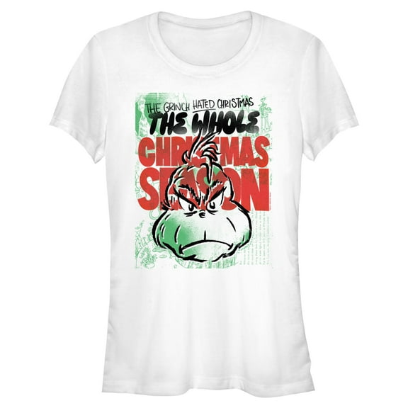 Juniors Dr. Seuss The Grinch Hated the Whole Christmas Season T Shirt