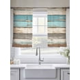 thumbnail image 4 of Farmhouse Blue Grey Brown Sheer Curtains 54 Inch Length 2 Panels Set, Vintage Ombre Wooden Voile Window Treatment Rod Pocket Short Kitchen Curtains Drapes for Bedroom 52"x54"x2, 4 of 7