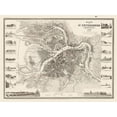 thumbnail image 2 of Meyer 24x19 Black Ornate Wood Framed with Double Matting Museum Art Print Titled - Saint Petersburg Plan Russia - Meyer 1844, 2 of 4