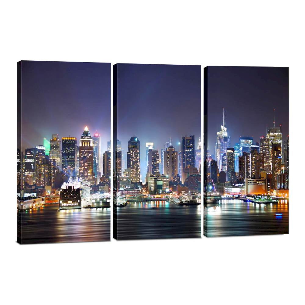 New York City Wall Art, 3 Panel Modern NYC Skyline Print Photograph