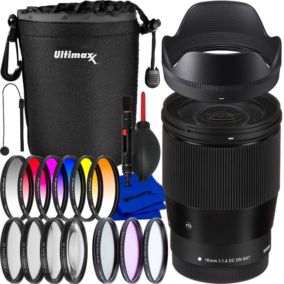 Sigma 16mm f/1.4 DC DN Contemporary Lens for Canon EF-M - 7PC Accessor Bundle