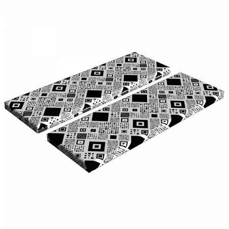 

Black and White Bench Cushion Set of 2 Geometrical Diagonal Pattern with Various Different Squares Contemporary Standard Size Foam Pad and Decorative Cover Black White by Ambesonne
