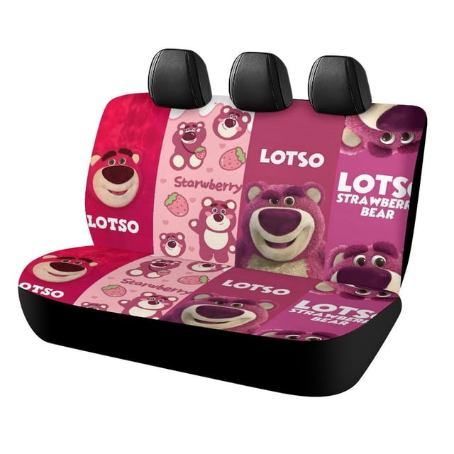 Oso de Fresa Lotso-theme Car Rear Seat Covers Back Elastic Flexible Car Seat Covers Decorative Fits Most Cars 120x59x76cm
