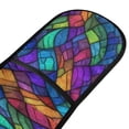 thumbnail image 4 of Yayeee Double Oven Mitt Kitchen Heat Resistant Baking 35" x7" Quilted Cotton Glove, Vibrant Stained Glass Pattern, 4 of 6