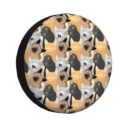Spare Tire Cover Black red Siamese gray cats Wheel Cover Tire Covers for Trailers Car Truck Camper Universal Tire Covering Fits Diameter 15 inch