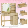 thumbnail image 2 of Zimtown Modern Makeup Vanity Desk with Mirror and Charging Station, Lighted Vanity Table with 4 Drawers & 3 Storage Shelves for Bedroom, Wood Color, 2 of 7