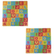 (Pack of 2) Dimple Baby Foam Play Mat (36-Piece Set) 6.25 x 6.25 Inches Interlocking Alphabet and Numbers, Floor Puzzle, Colorful EVA Tiles for Girls And Boys, Soft, Reusable, Easy to Clean