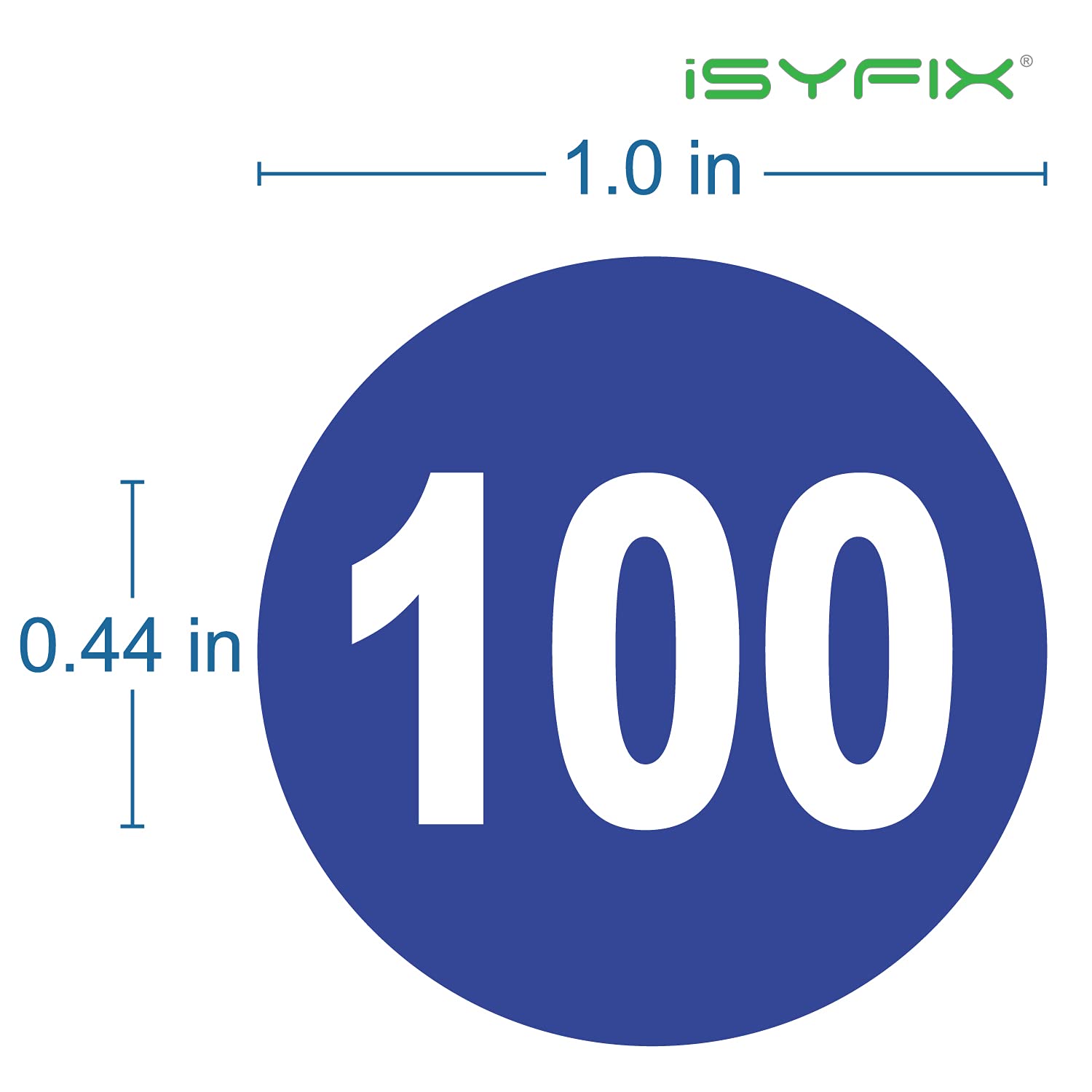 Isyfix Blue Consecutive Number Stickers - 1 to 100, 2-Inch, 1 Set - Vinyl Self Adhesive Premium Decal, Ideal for Inventory, Stor