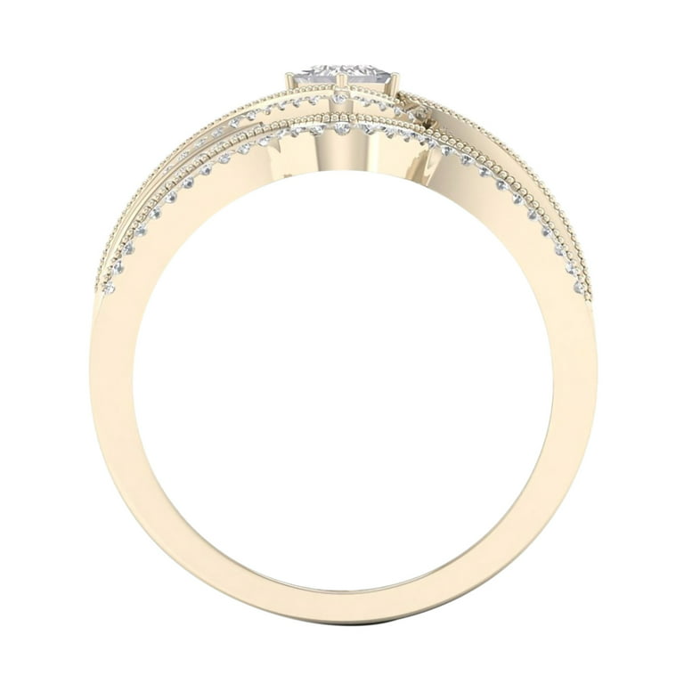 Biplut Women Ring, Geometric Nine Diamond Simple Ring Ladies Ring