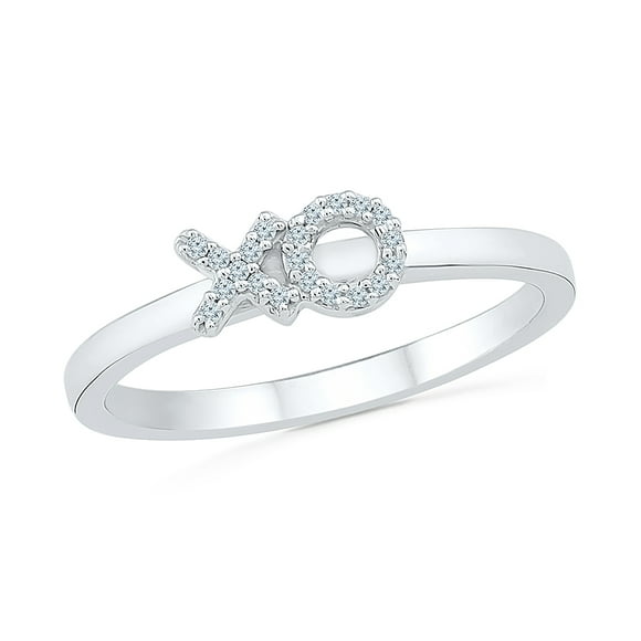 DGOLD Sterling Silver White Round Diamond XO love Ring (0.05 Cttw)