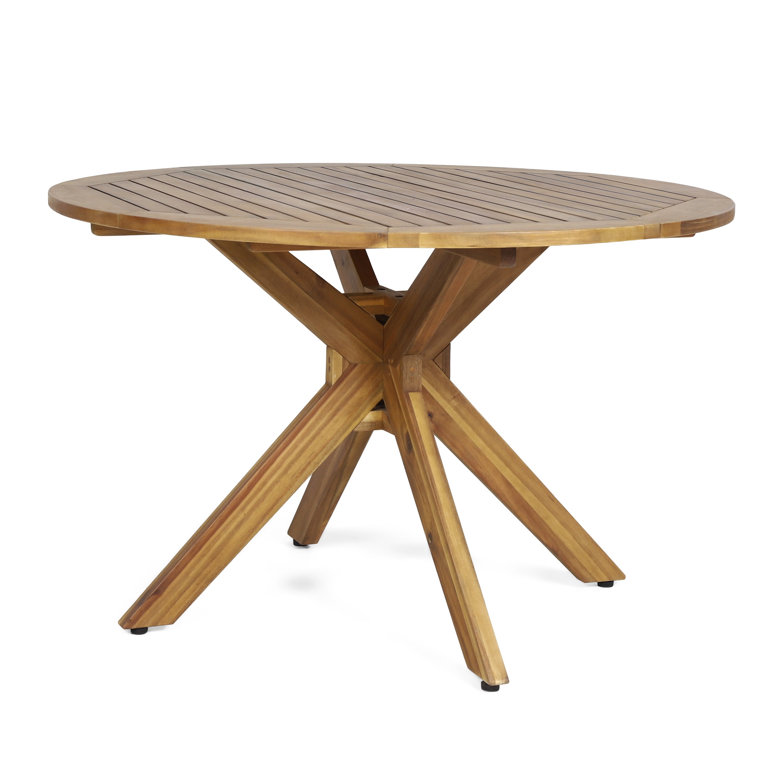 GDF Studio Brigitte Outdoor Round Acacia Wood Dining Table, Teak