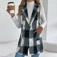 thumbnail image 3 of Pounoo Flannel Plaid Vest for Womens Lapel Button Down Sleeveless Blazer Jackets with Pockets Fall Winter Clothes Gift, 3 of 9