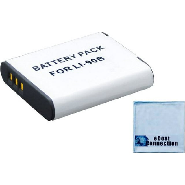 LI-90B 1900mAh Battery for Olympus XZ-2, SH-50, Tough TG-1, TG-2 Camera + eCostConnection Microfiber Cloth