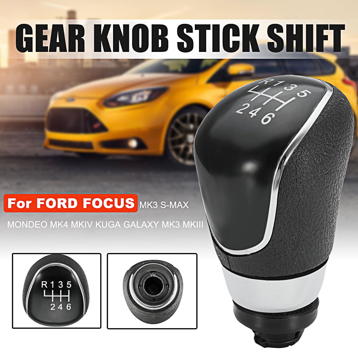 Y56 Replacement 6 Speed Gear Shift Knob for Ford Focus MK MK7 C-max Mondeo Black
