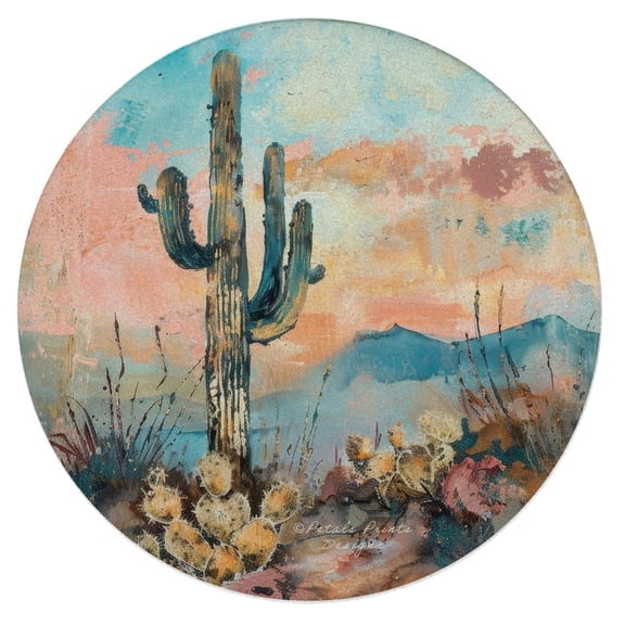 Thirstystone Desert Scene Single Round Sandstone Coaster