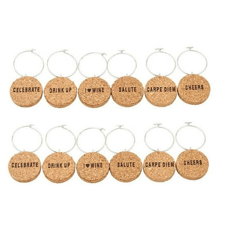 

cork glass charms 12Pcs Cork Glass Charms DIY Goblet Wine Glass Rings with Wire Drink Markers for Parties Holidays