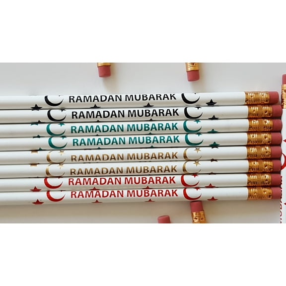 Ramadan Pencils[24 Pack]Customized Ramadan Pencils Ramadan Mubarak Favors  Ramadan Decoration Eid Gifts Islamic Gifts 123
