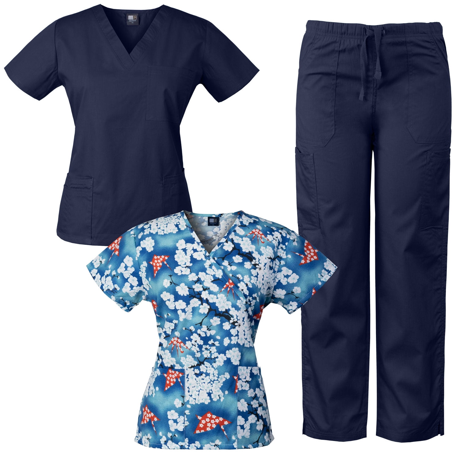 Download Medgear - Medgear Womens Scrub Set and Mock-Wrap Print Top Combo Medical Uniform - Walmart.com ...
