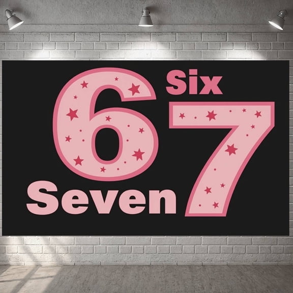 Pink Theme 6th Birthday Banner Star Pattern 7th Birthday Banner Number 6 Design Number 7 Design Starry Birthday Backdrop for Kids Birthday Party 6 Year Old Celebration 7 Year Old Party