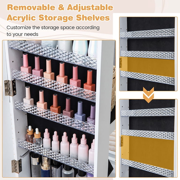 Gymax 64'' Jewelry Organizer Lockable Jewelry Cabinet Armoire w